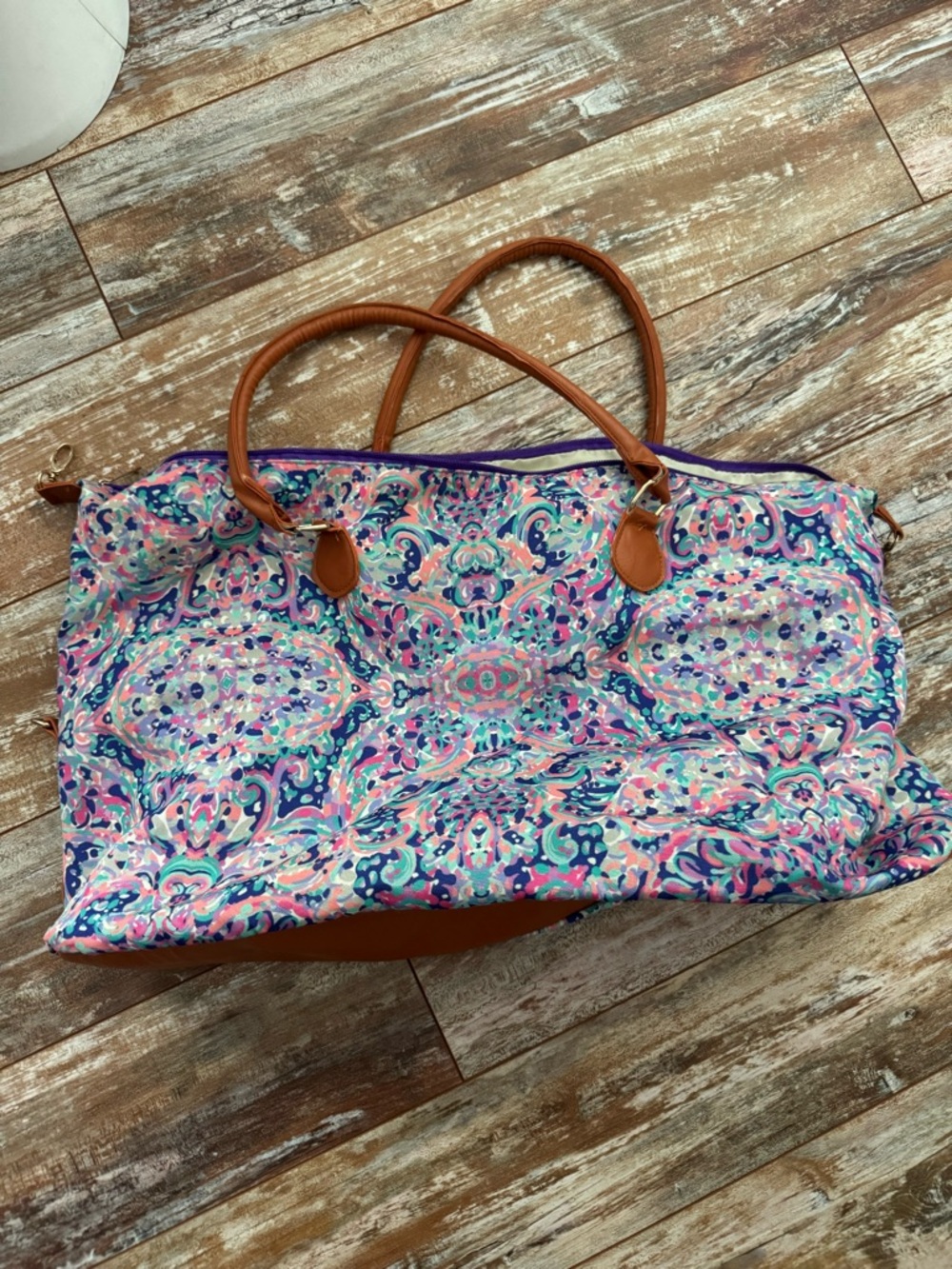 Lilly inspired Weekender Bag with Tan Handles